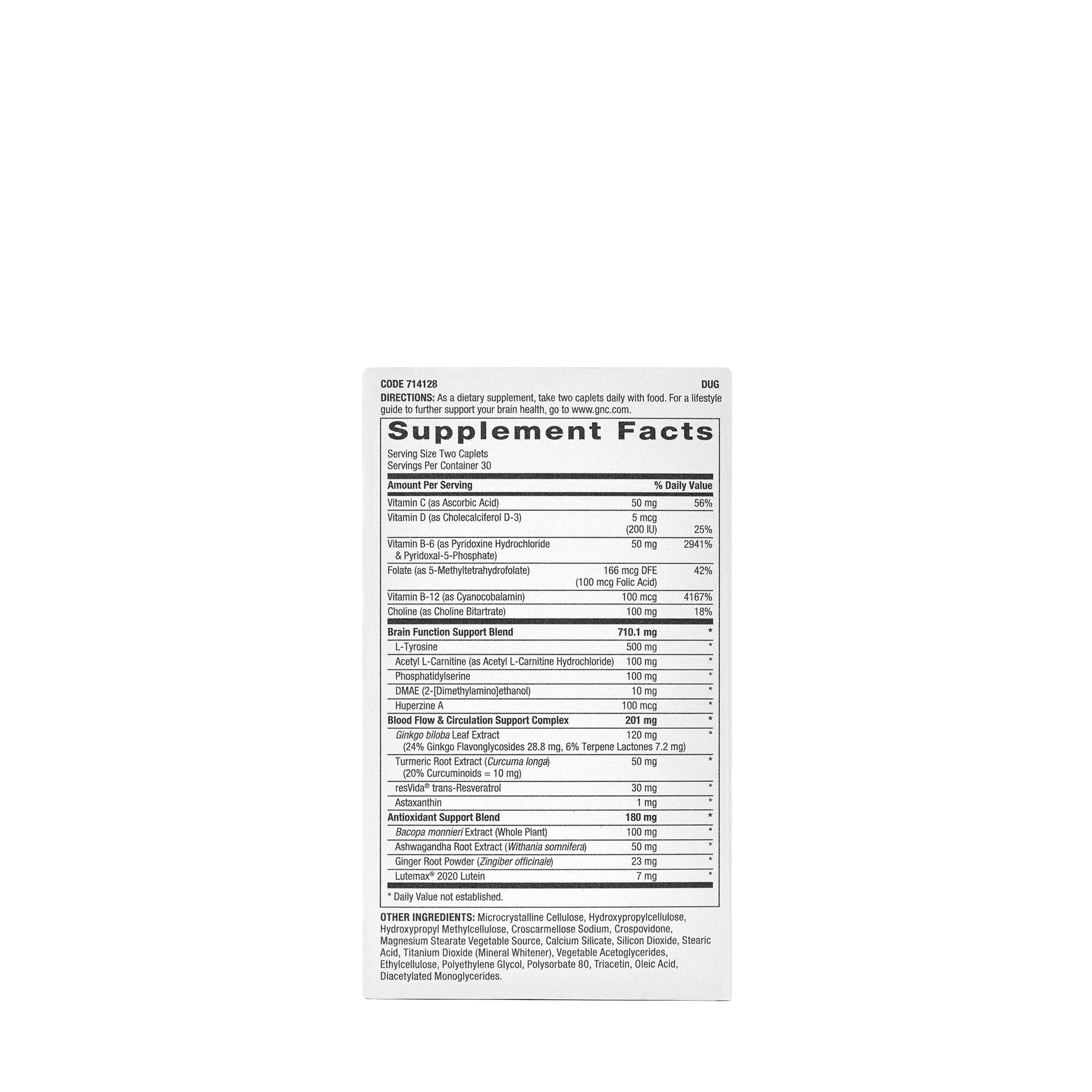 GNC Preventive Nutrition Brain Health Formula Ingredients